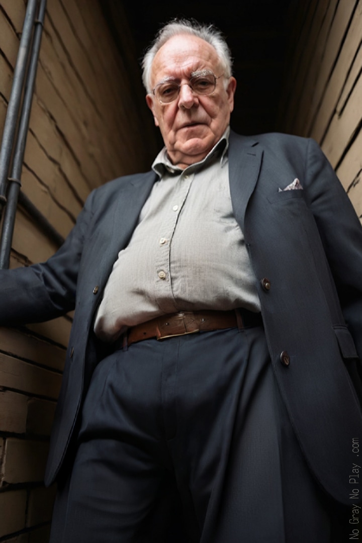 Old naked man, Grandpa in a suit, nude