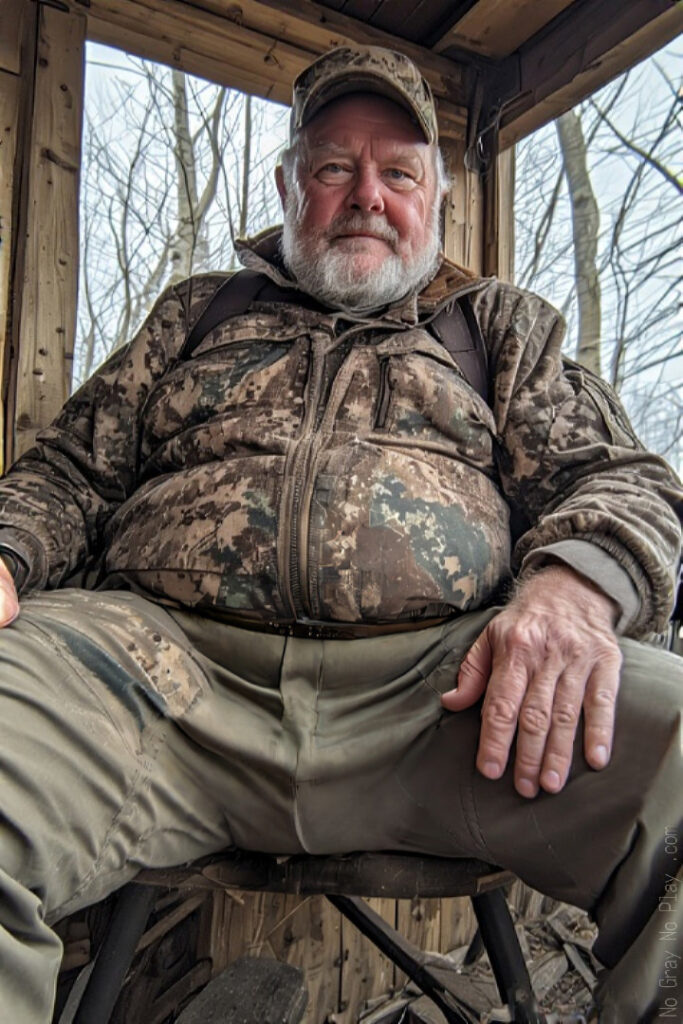 Old naked man, nude grandpa, hunter cock