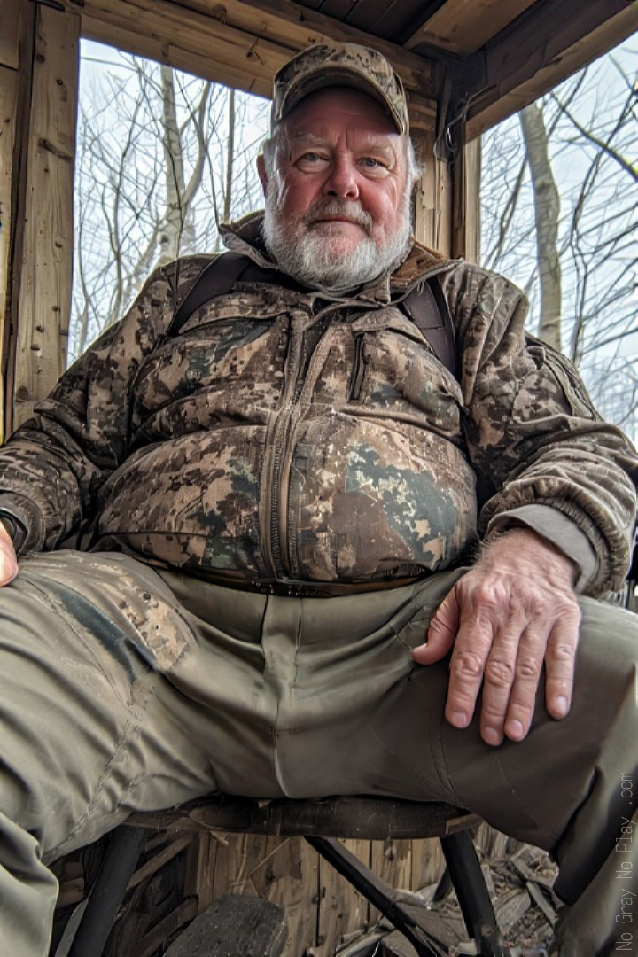Old naked man, nude grandpa, hunter cock