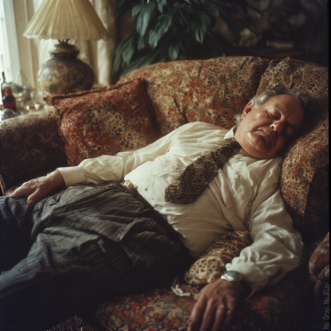 Old naked man sleeping, nude grandpa