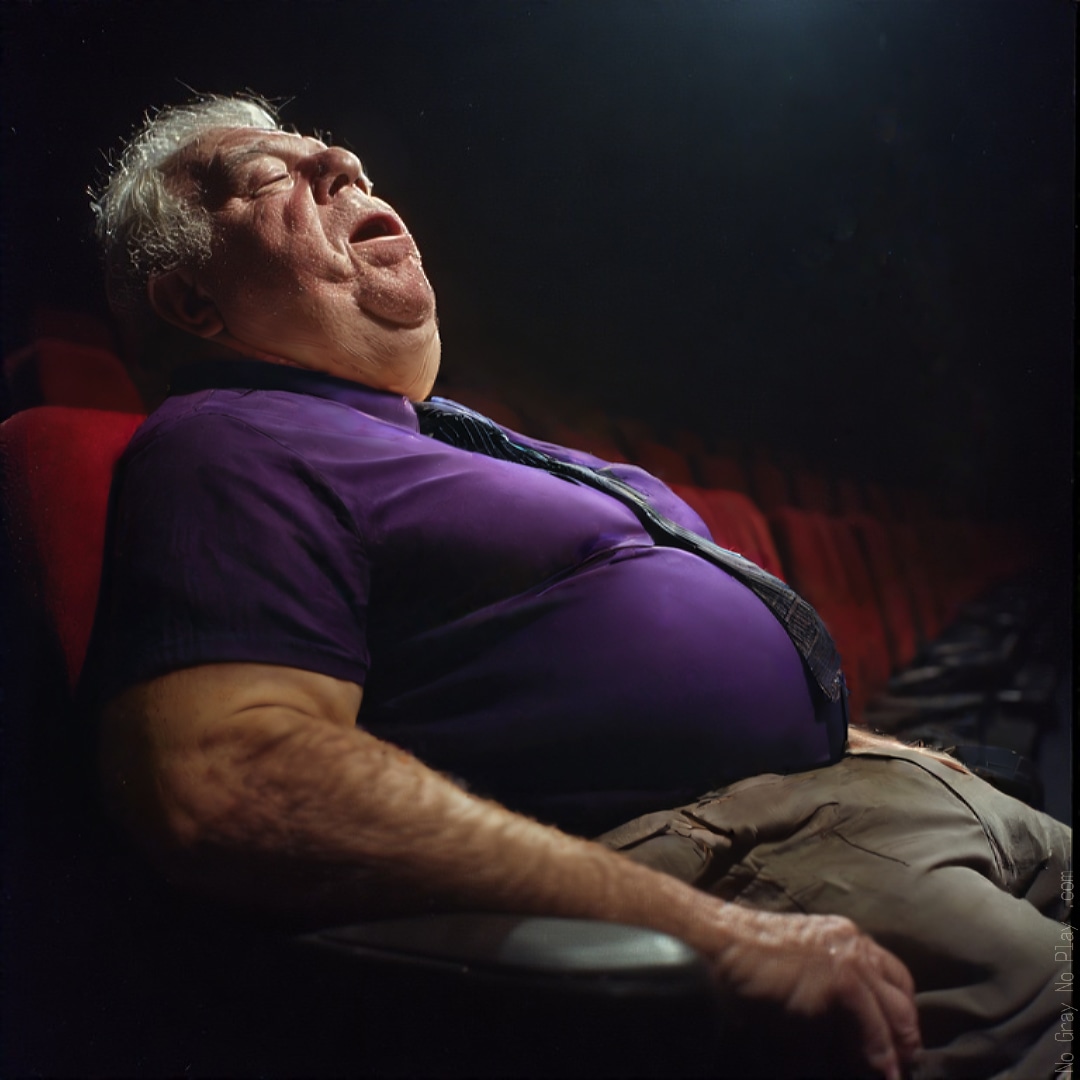 Grandpa in the cinema, naked, nude old man