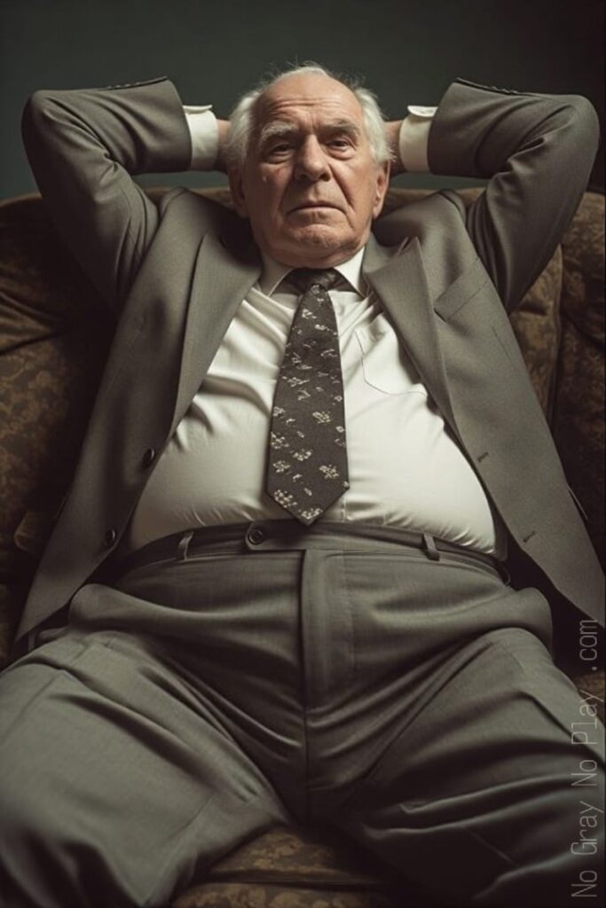 Retro old man naked grandpa show penis