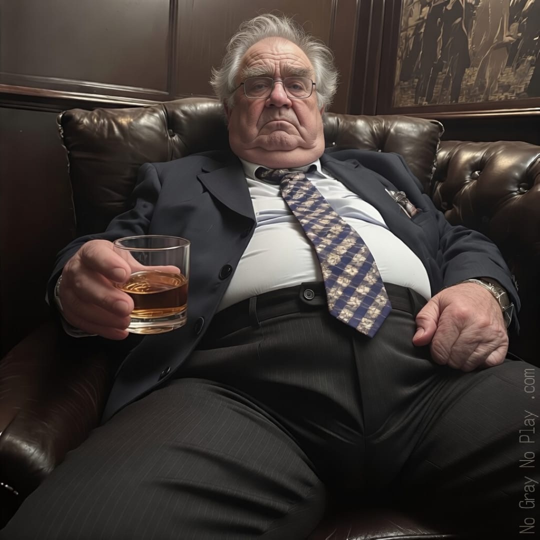 Old naked proffessor in a suit