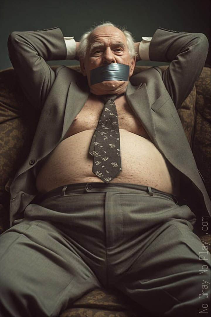 Retro old man naked grandpa show penis