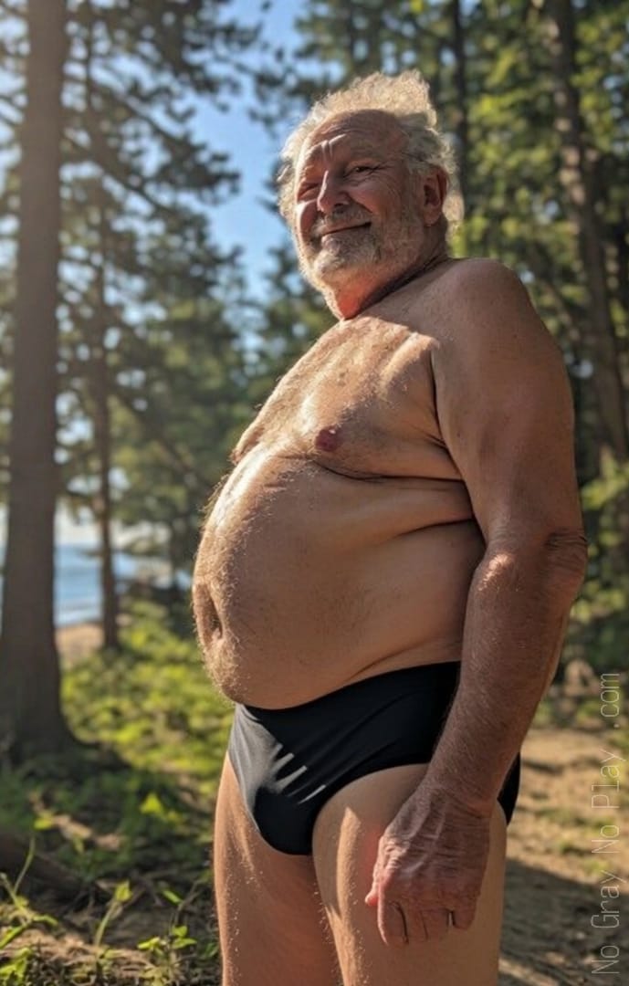 Grandpa public hard cock, crusing beach